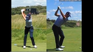 Justin Thomas golf swing  Long Iron faceon amp downtheline July 2017 [upl. by Arval]