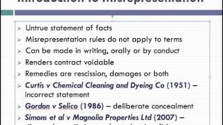 Misrepresentation Lecture 1 of 4 [upl. by Reham]